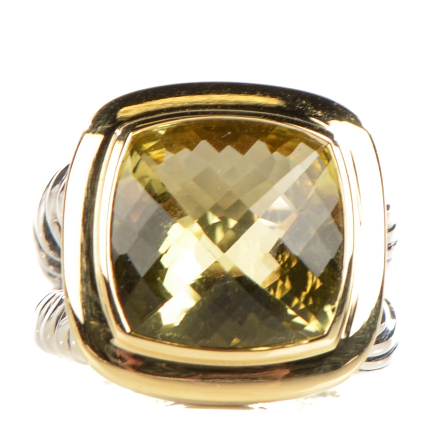 Sterling Silver 18K Yellow Gold Peridot 11mm Albion Ring 52 6