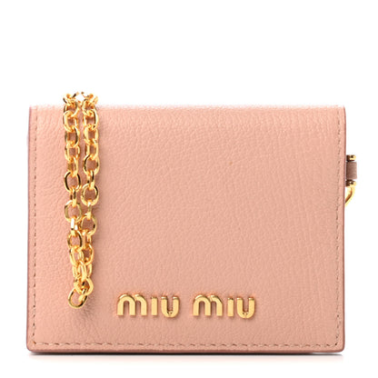 Miu Miu Goatskin Madras Card Holder Orchidea 1 of 4