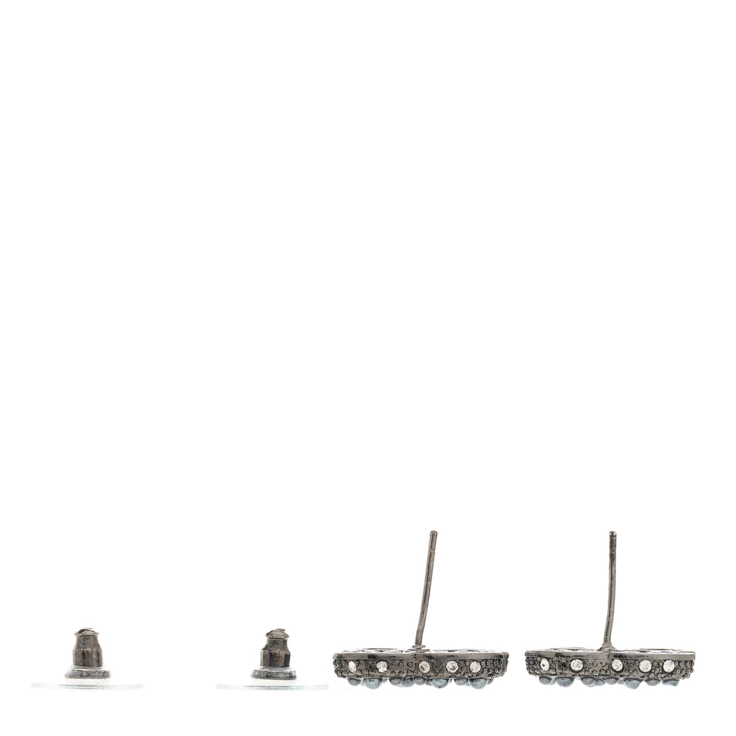 Pearl Crystal CC Earrings Ruthenium