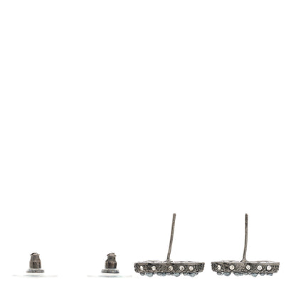 Chanel Pearl Crystal CC Earrings Ruthenium 4 of 5