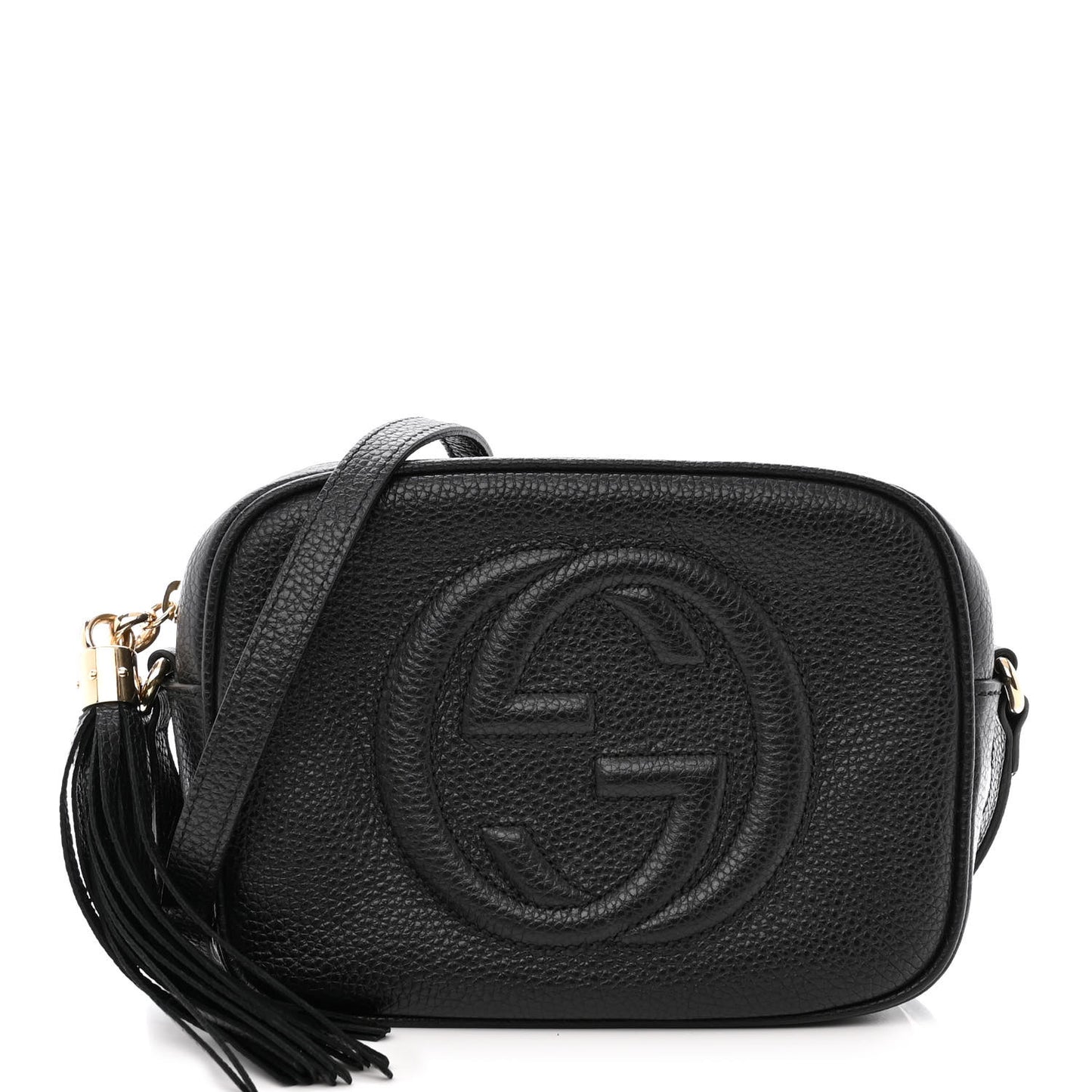 Pebbled Calfskin Small Soho Disco Bag Black