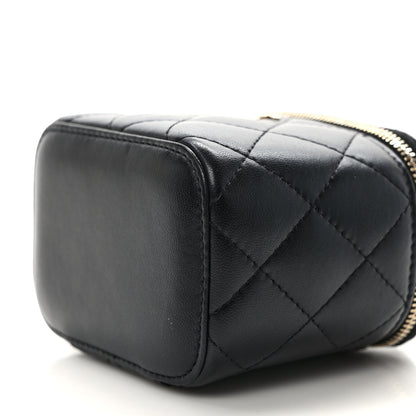 Chanel Lambskin Quilted Top Handle Mini Vanity Case With Chain Black 9 of 9
