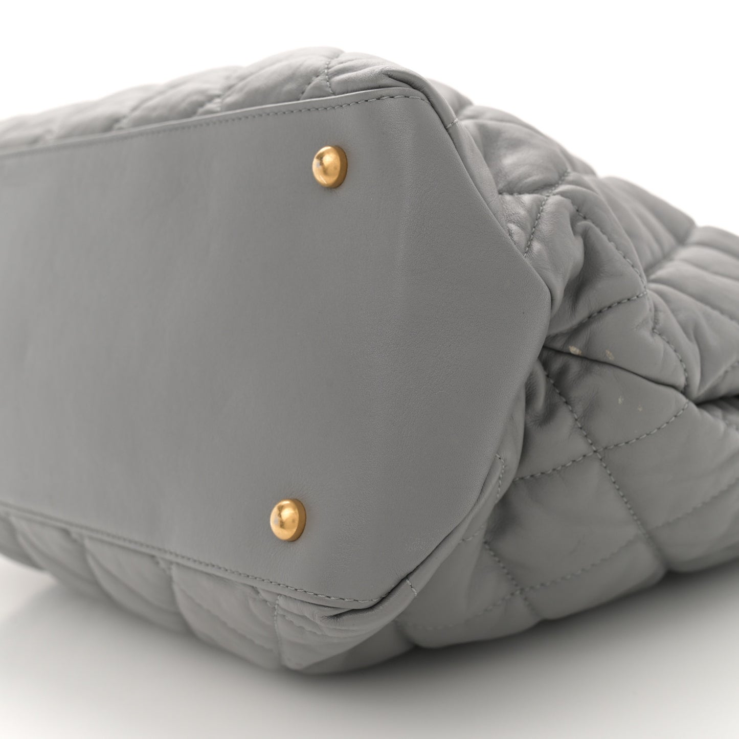 Calfskin Quilted Large Soft Elegance Tote Grey
