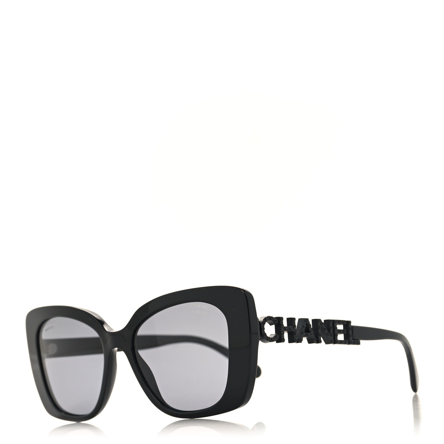 Chanel Acetate Strass Polarized Square Sunglasses 5422-B Black 1 of 8