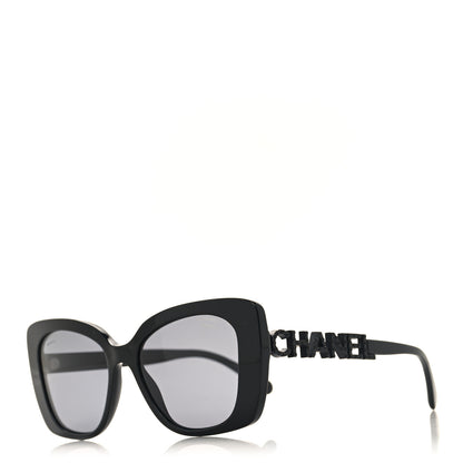 Chanel Acetate Strass Polarized Square Sunglasses 5422-B Black 1 of 8