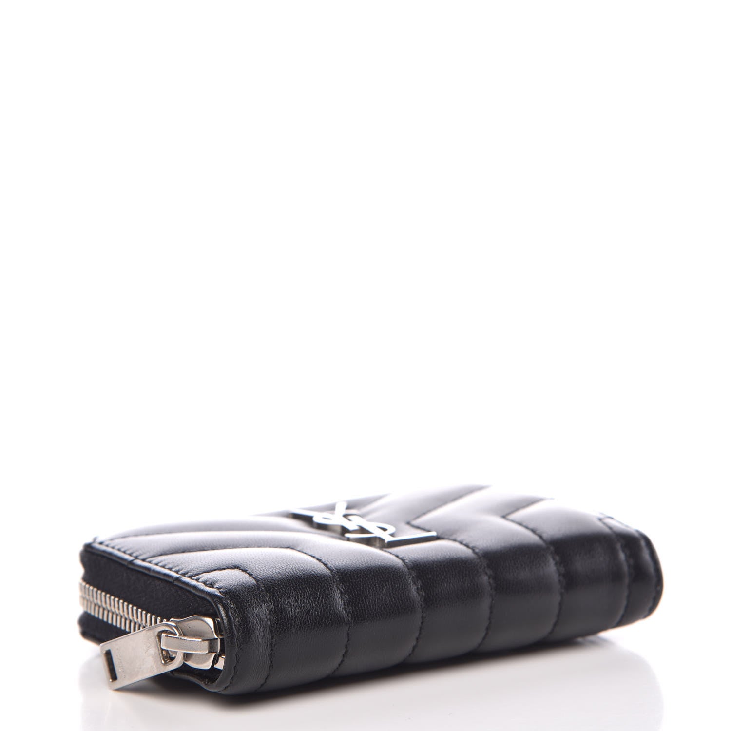 Saint Laurent Lambskin Y Quilted Monogram LouLou Zip Coin Purse Black 4 of 8