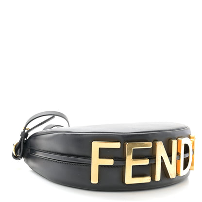 Fendi Vitello Grace Matte Mini Fendigraphy Hobo Bag Black 4 of 11