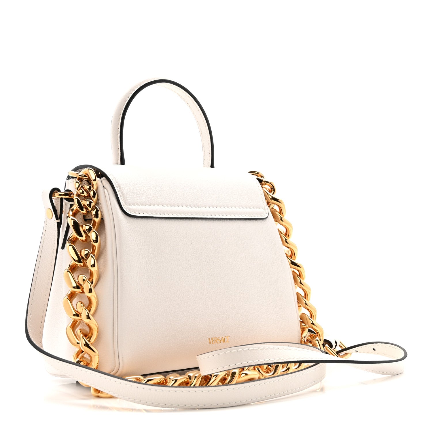 Versace Grained Calfskin Small La Medusa Top Handle Bag Optical White 3 of 12