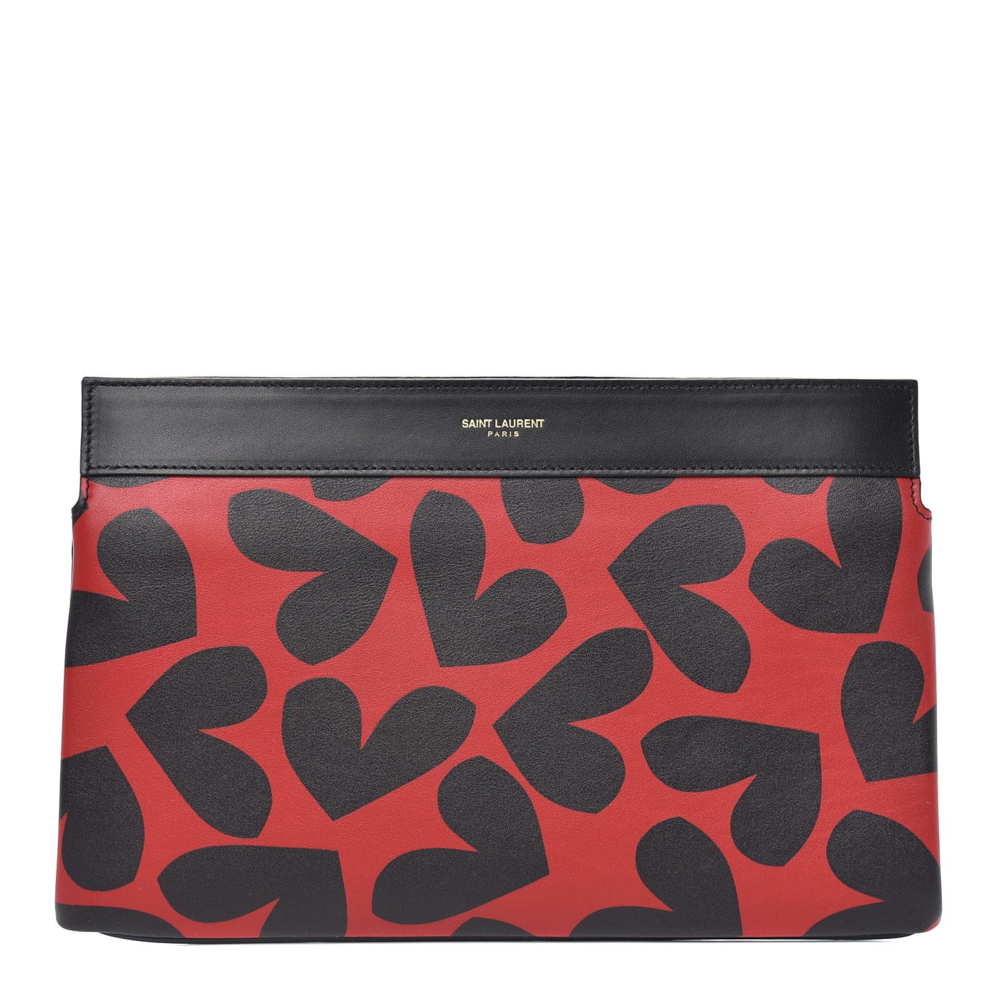 Nappa Big Hearts Clutch Black Red