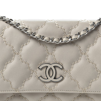 Chanel Calfskin Double Stitch Hamptons Wallet On Chain WOC Grey 10 of 10