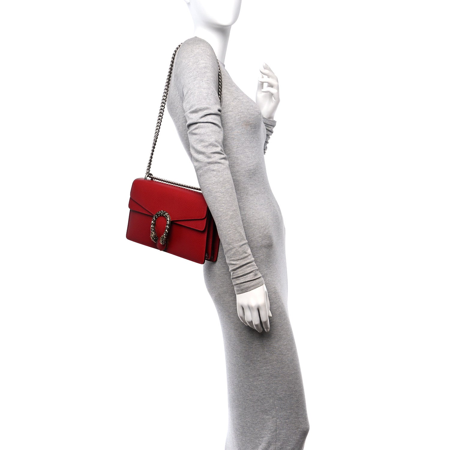 Gucci Dollar Calfskin Swarovski Crystal Small Dionysus Shoulder Bag Hibiscus Red 2 of 19
