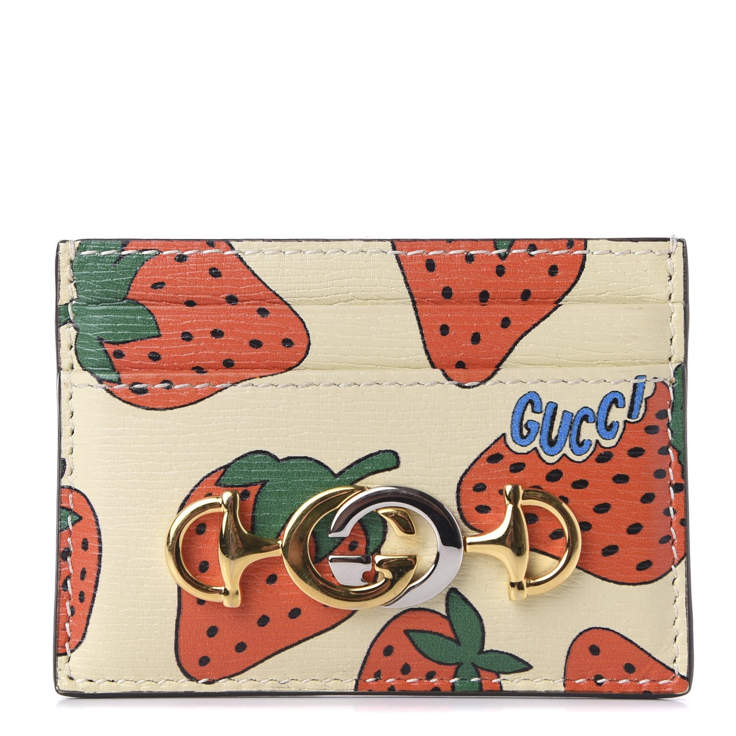 Calfskin Strawberry Print Zumi Case Case Ivory Red