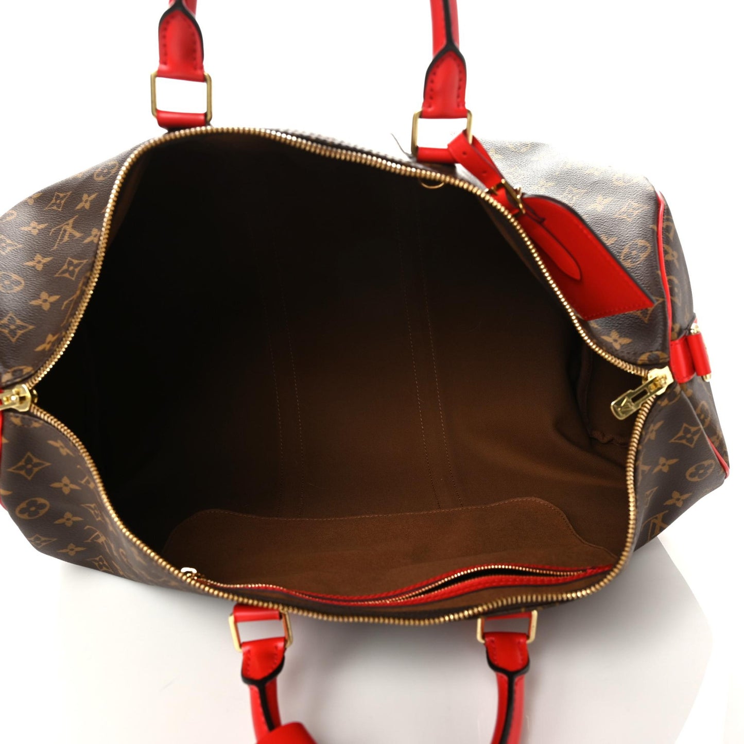 Calfskin Monogram Keepall Bandouliere 50 Coquelicot