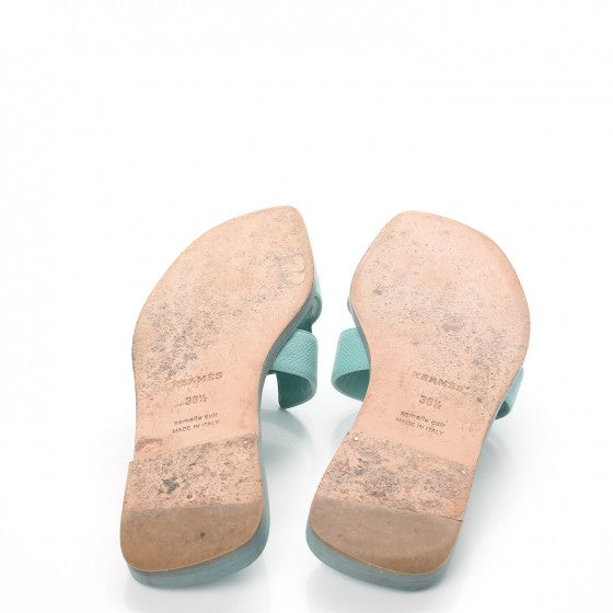 Hermes Epsom Oran Sandals 38.5 Bleu Ciel 7 of 12