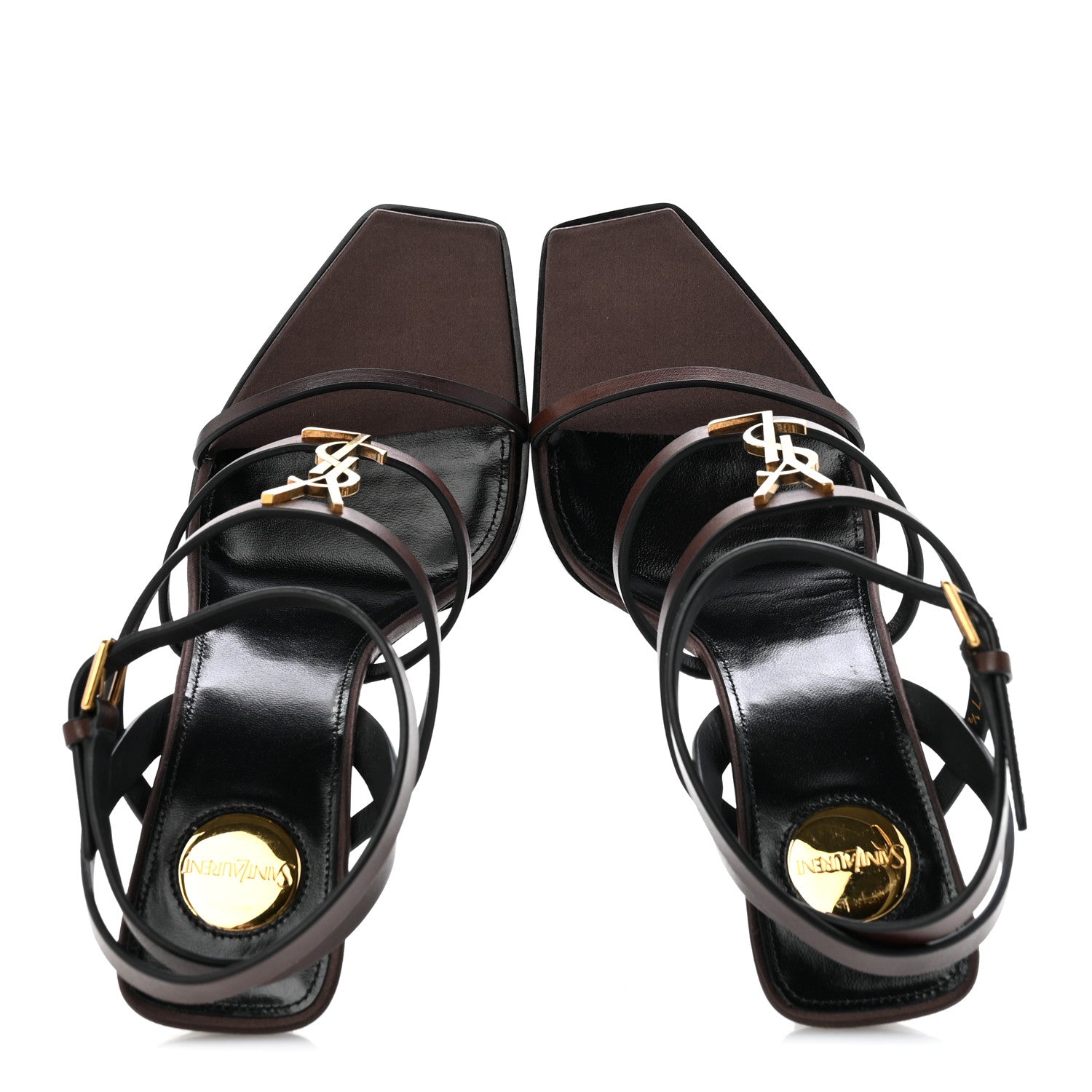 Saint Laurent Calfskin Cassandra 90 Wedges 37.5 Ultra Dark Brown 2 of 11