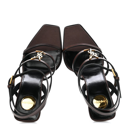 Saint Laurent Calfskin Cassandra 90 Wedges 37.5 Ultra Dark Brown 2 of 11