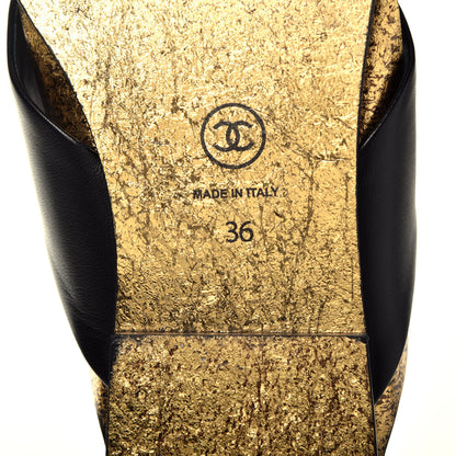 Chanel Lambskin CC Cross Strap Mule Sandals 36 Black Gold 10 of 10