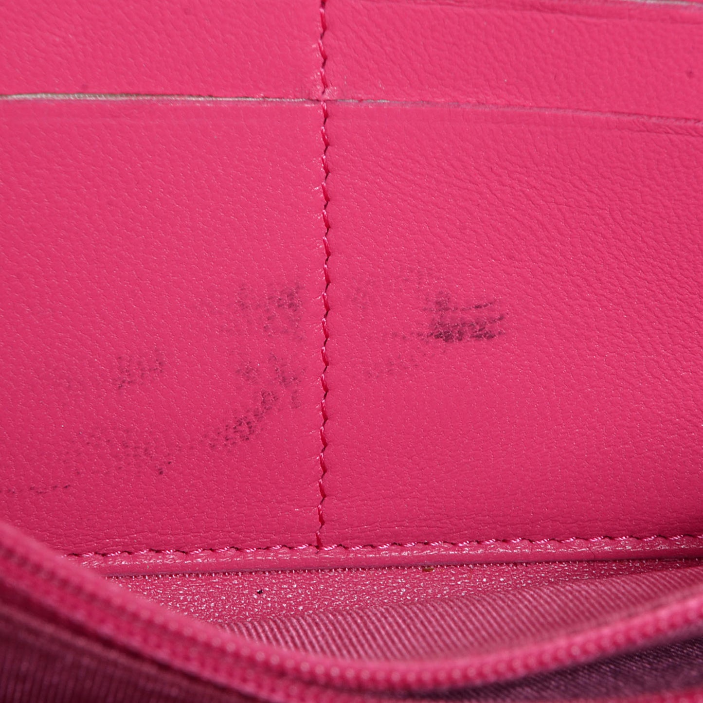 Lambskin Zip Around Large Gusset Wallet Fuchsia