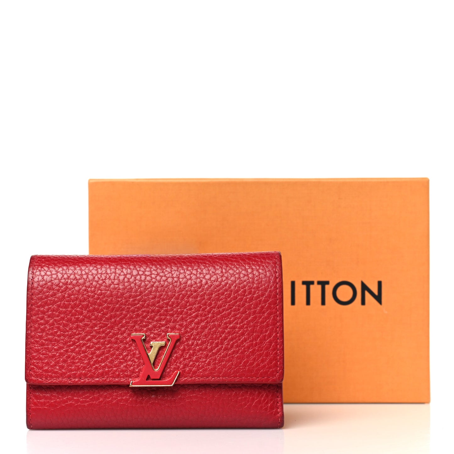 Taurillon Capucines Compact Wallet Scarlet