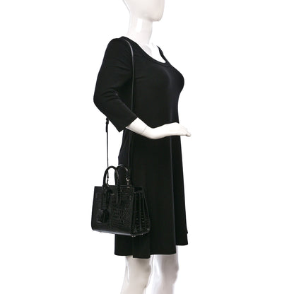 Saint Laurent Calfskin Crocodile Embossed Nano Sac De Jour Black 2 of 10