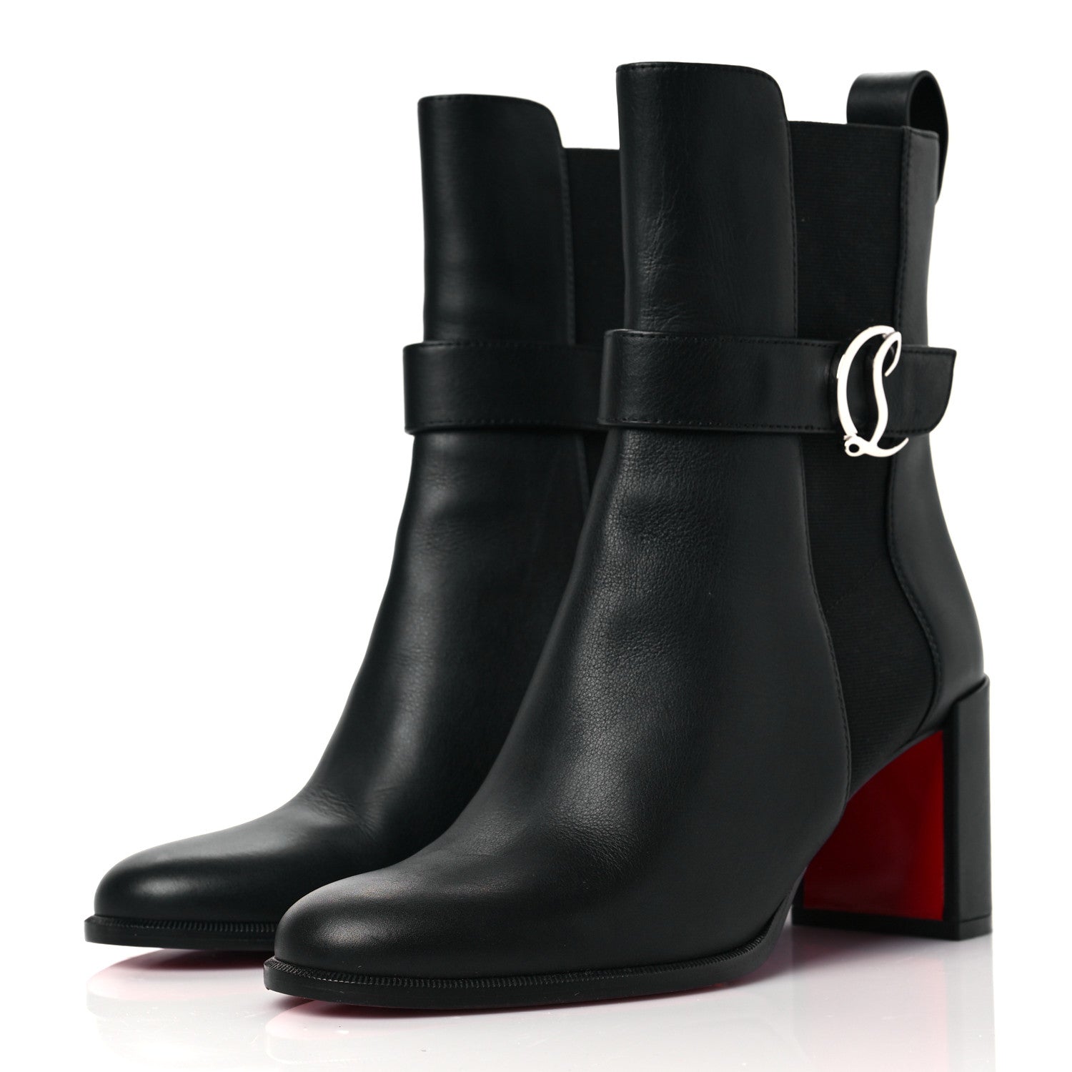 Christian Louboutin Calfskin 70 Chelsea Ankle Boots 37.5 Black 3 of 7