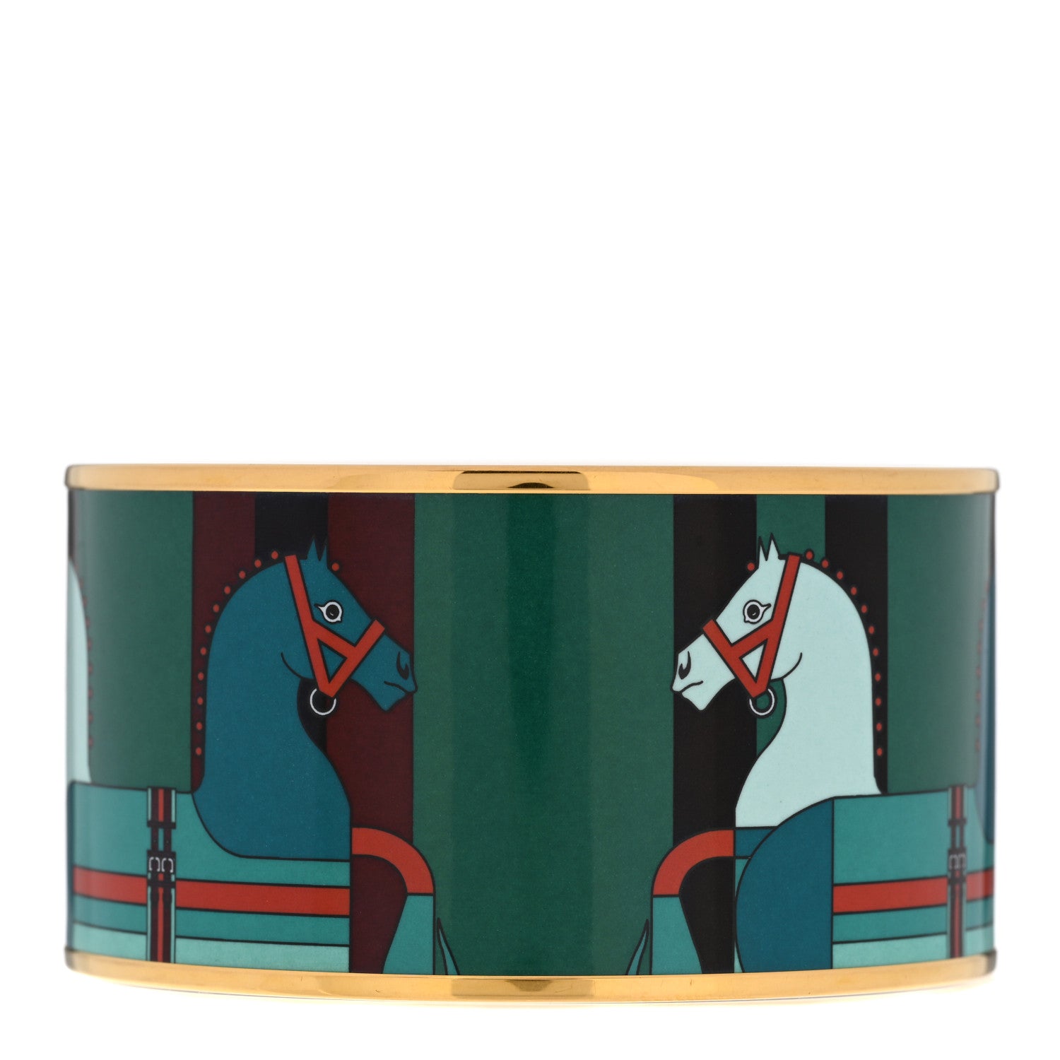 Hermes Enamel Printed Nouveau Rocabar Extra Wide Bracelet 70 Veneneux 2 of 4