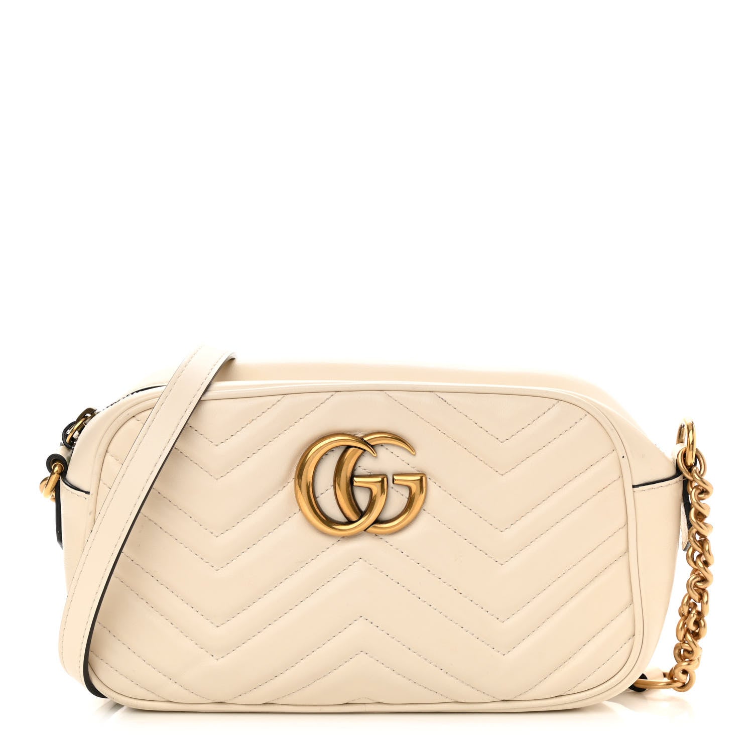 Gucci Calfskin Matelasse Small GG Marmont Chain Shoulder Bag White 1 of 10