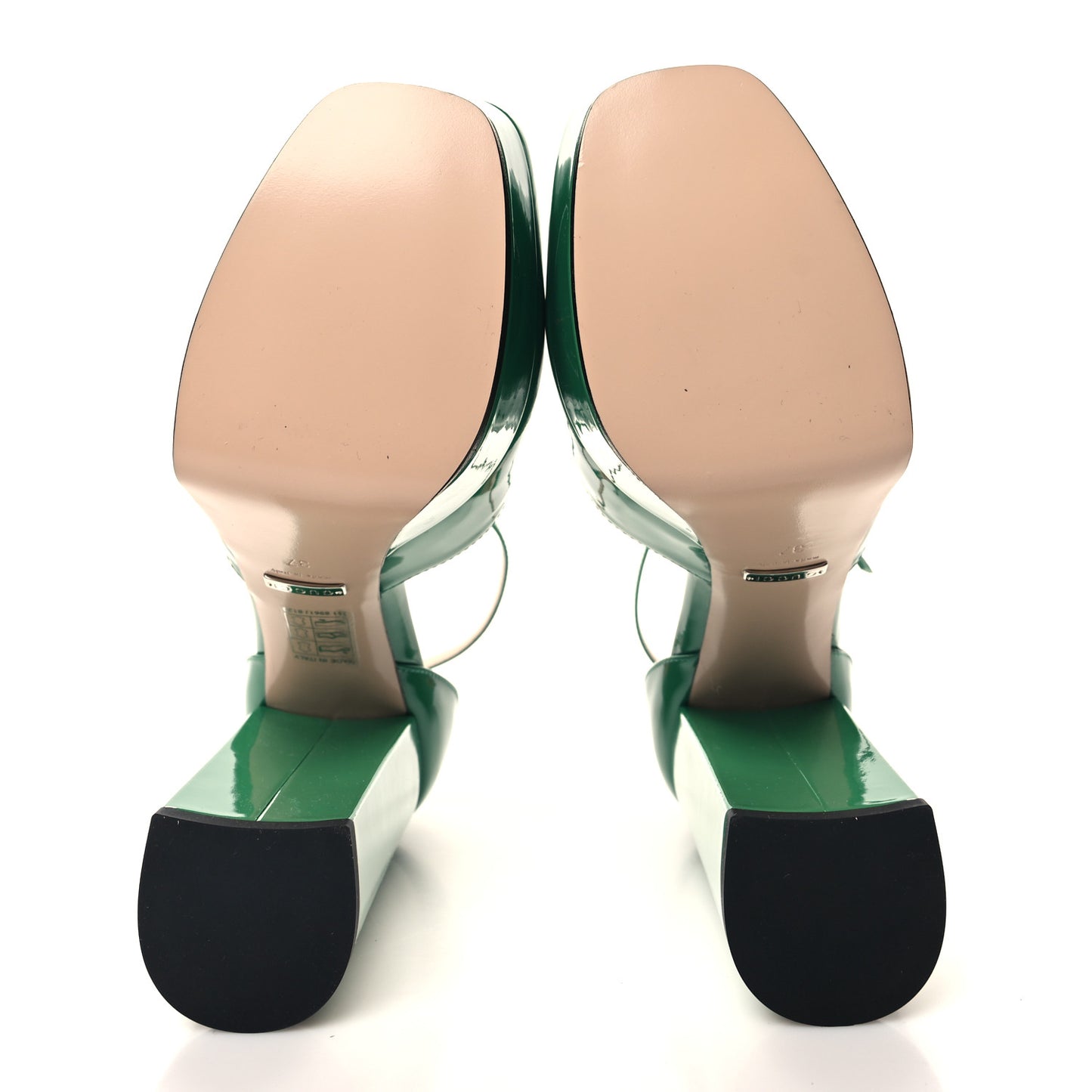 Vernice Crystal Double G Platform Pumps 37 New Shamrock