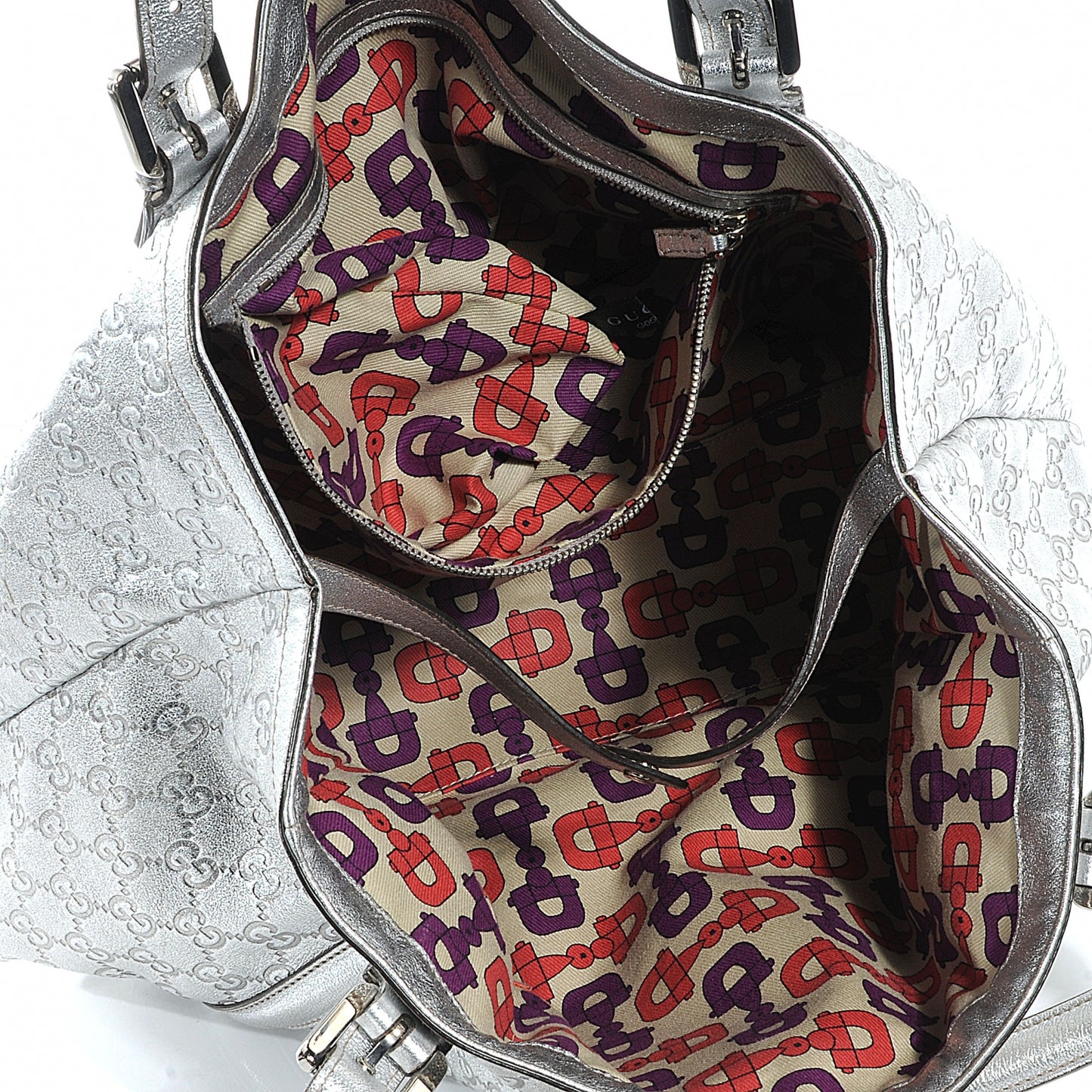Guccissima Britt Medium Tote Silver