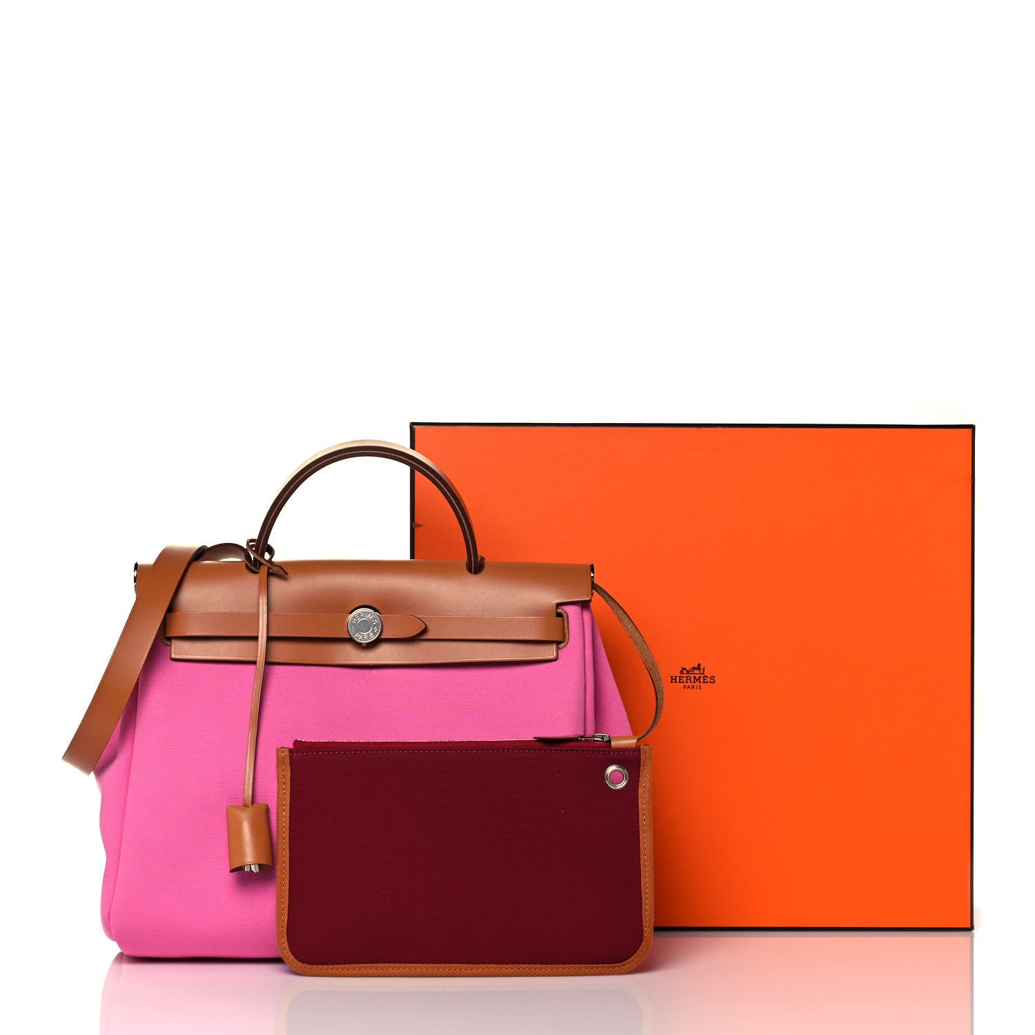 Hermes Toile Officier Vache Hunter Verso Herbag Zip PM 31 Bubblegum Rubis Naturel 12 of 12