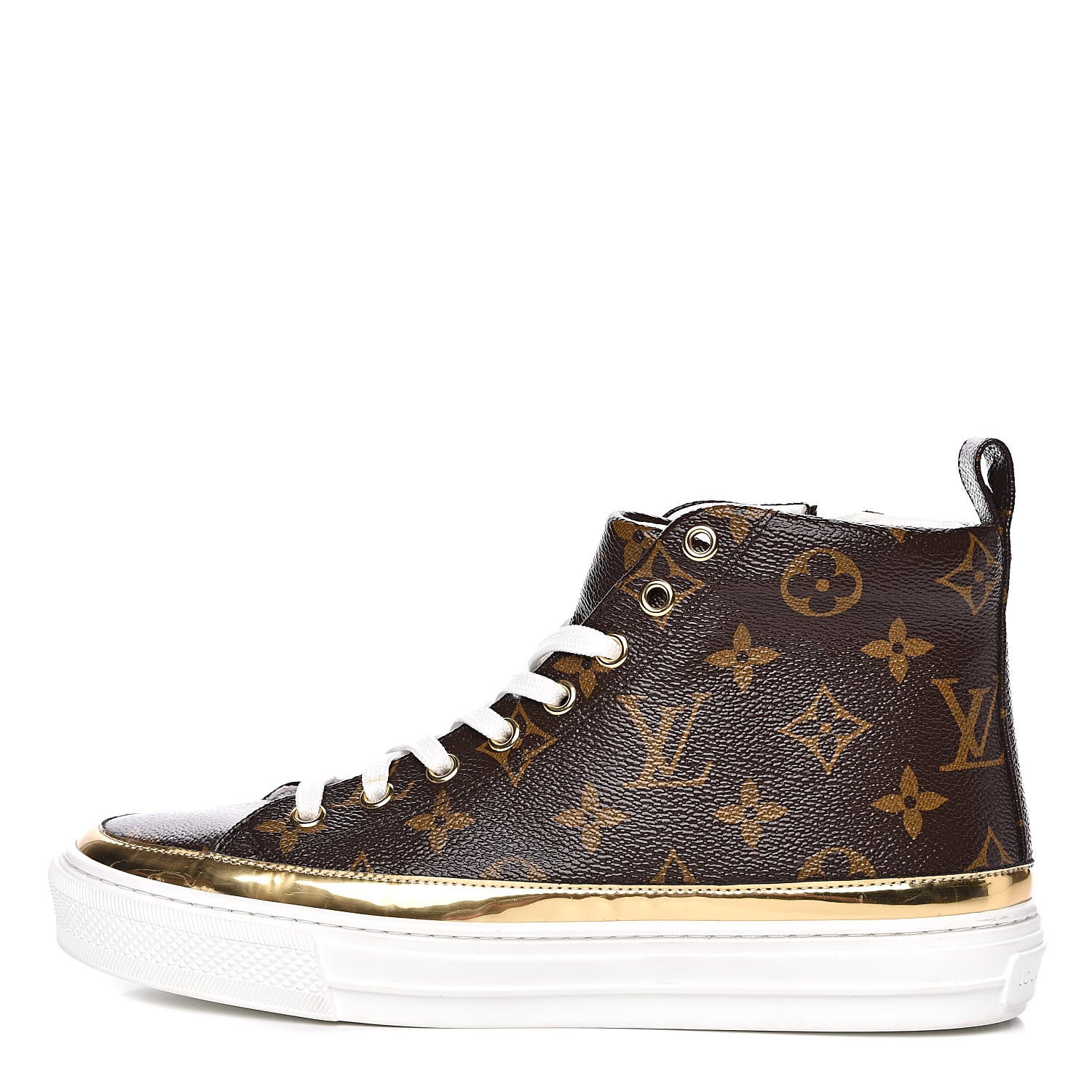 Louis Vuitton Patent Monogram Stellar Sneaker Boots 37 Gold 1 of 11
