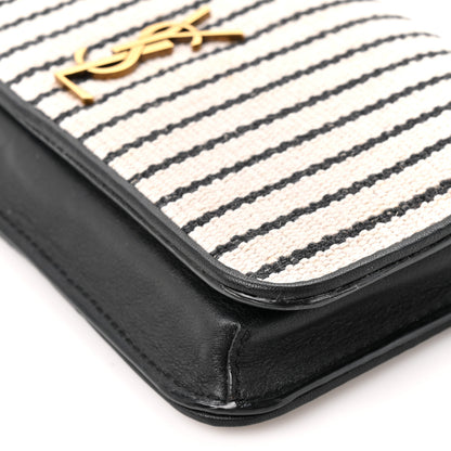 Saint Laurent Canvas Striped Phone Holder Crossbody Beige Black 11 of 11
