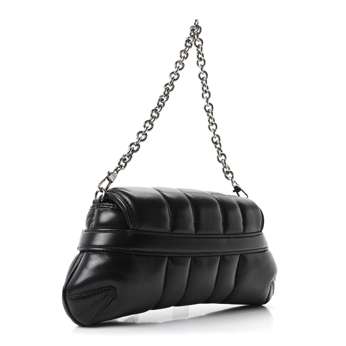 Nappa Vertical Matelasse Small Maxi Horsebit Chain Shoulder Bag Black