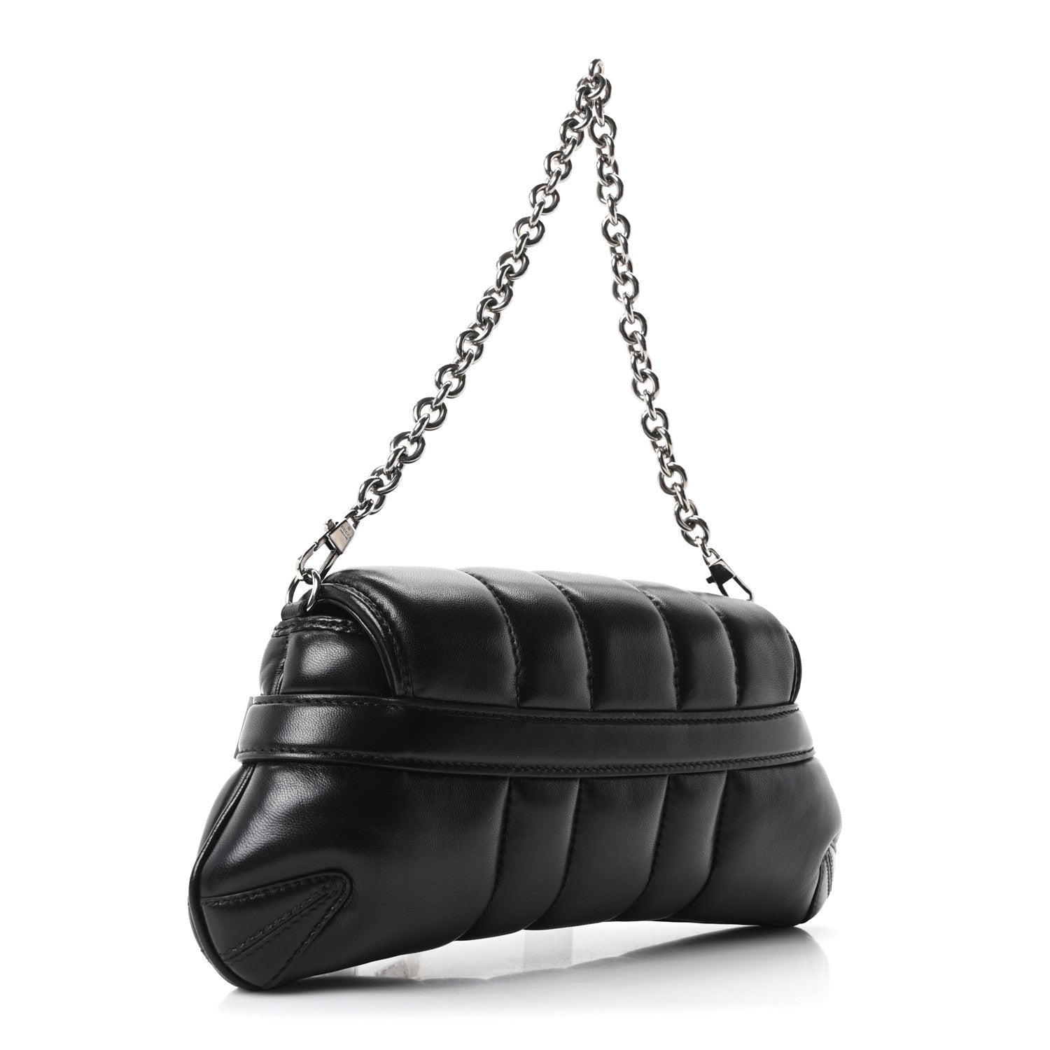 Gucci Nappa Vertical Matelasse Small Maxi Horsebit Chain Shoulder Bag Black 3 of 10
