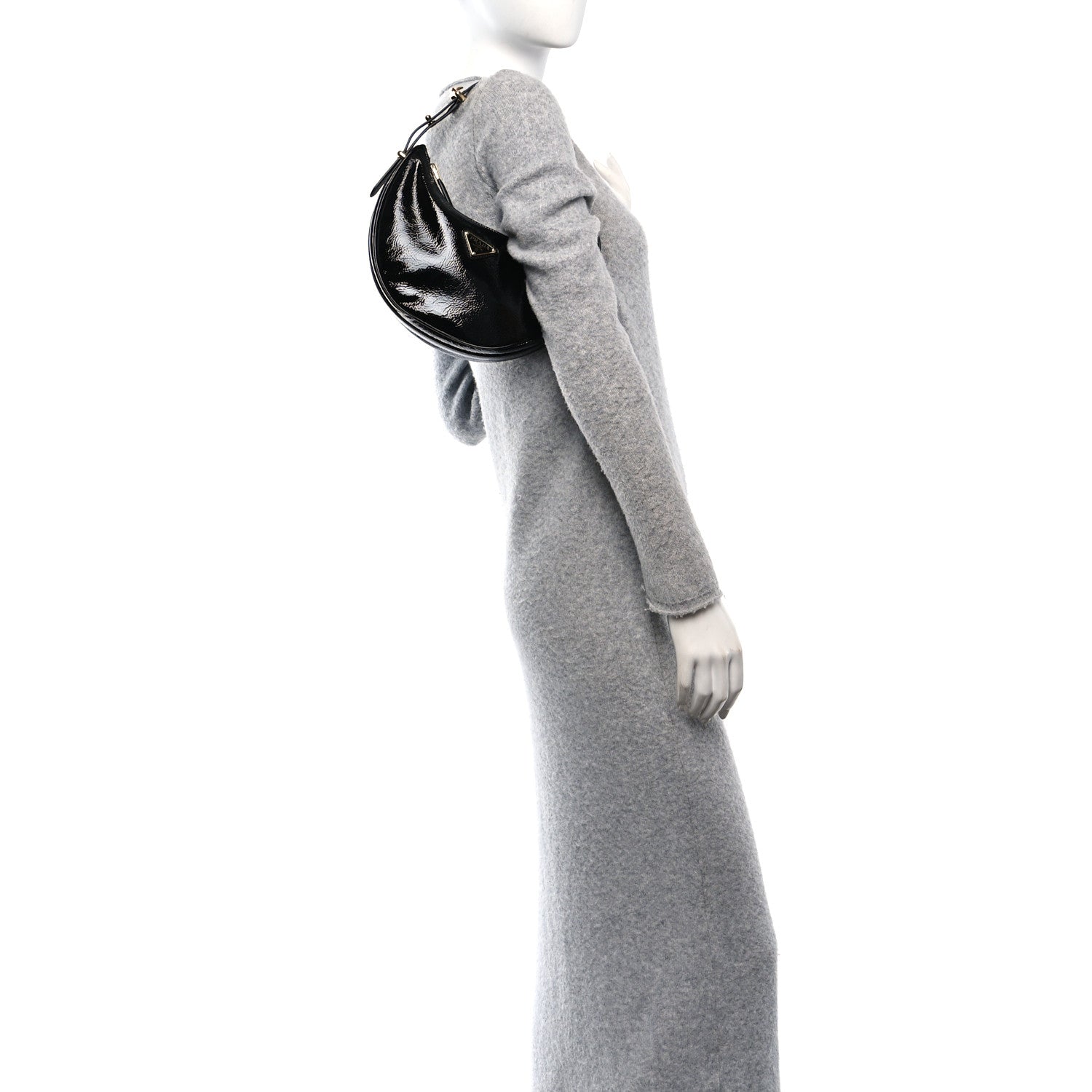 Prada Patent Naplak Arque Shoulder Bag Black 2 of 9