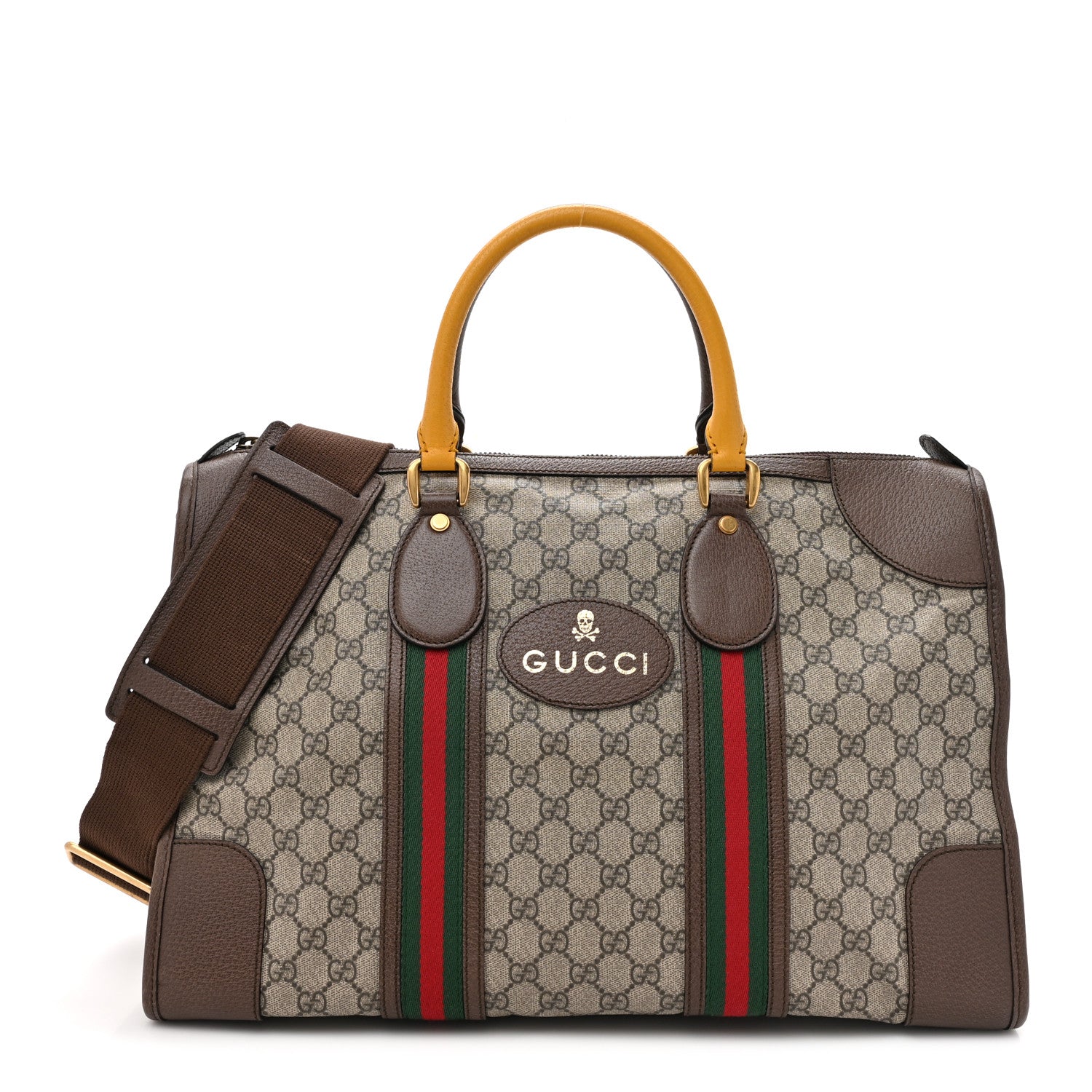 Gucci Soft GG Supreme Monogram Web Medium Duffle Bag Beige New Acero Crop 1 of 11