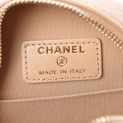 Chanel Iridescent Caviar Quilted Round Clutch With Chain Beige 6 of 8