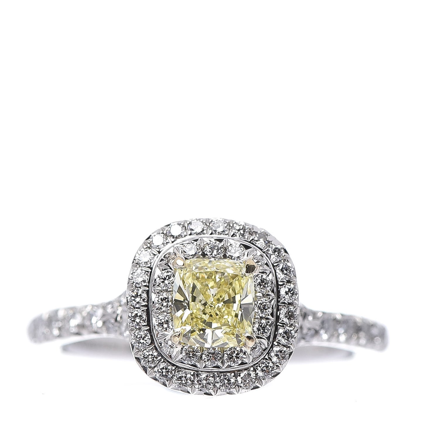 Platinum 18K Yellow Gold Fancy Yellow Diamond .53ct Soleste Engagement Ring 50 5.5