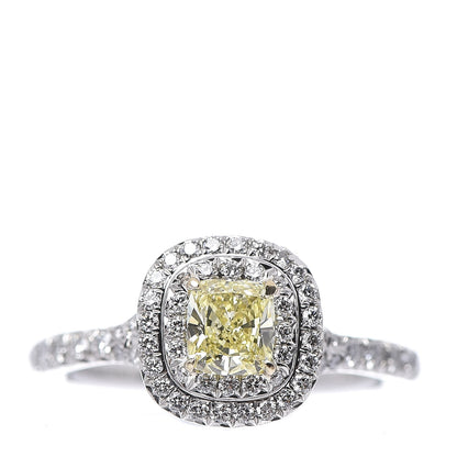 Tiffany Platinum 18K Yellow Gold Fancy Yellow Diamond .53ct Soleste Engagement Ring 50 5.5 1 of 7