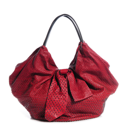 Valentino Garavani Nappa Studded 360 Bow Hobo Red 1 of 8