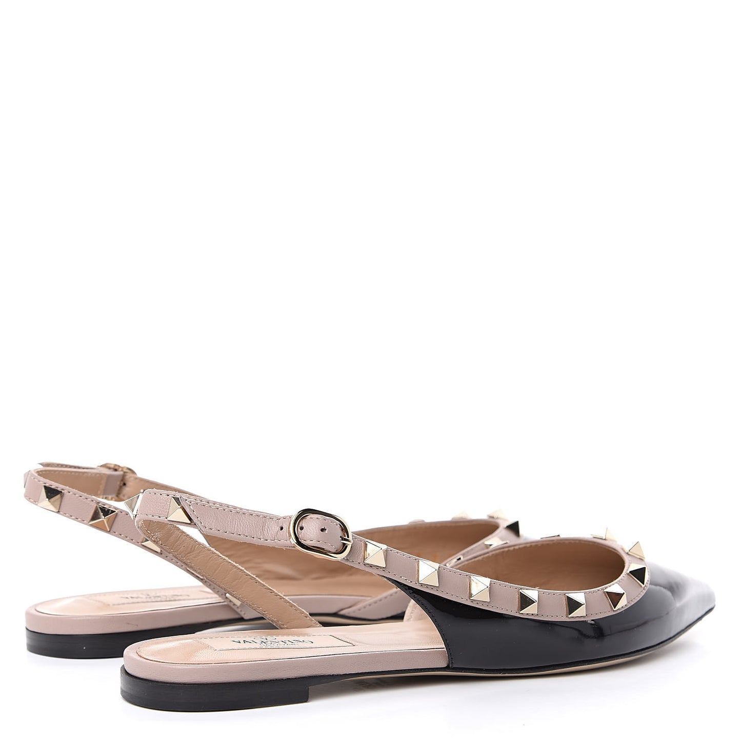 Patent Rockstud Slingback Flats 36 Black Poudre