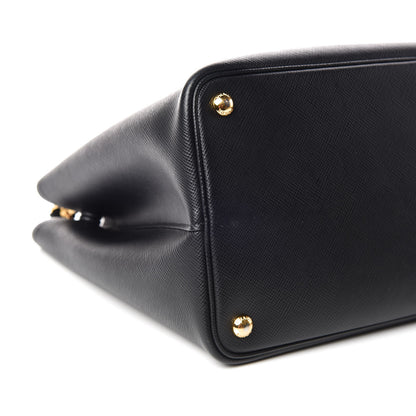 Prada Saffiano Cuir Large Double Bag Black Fuoco 6 of 16