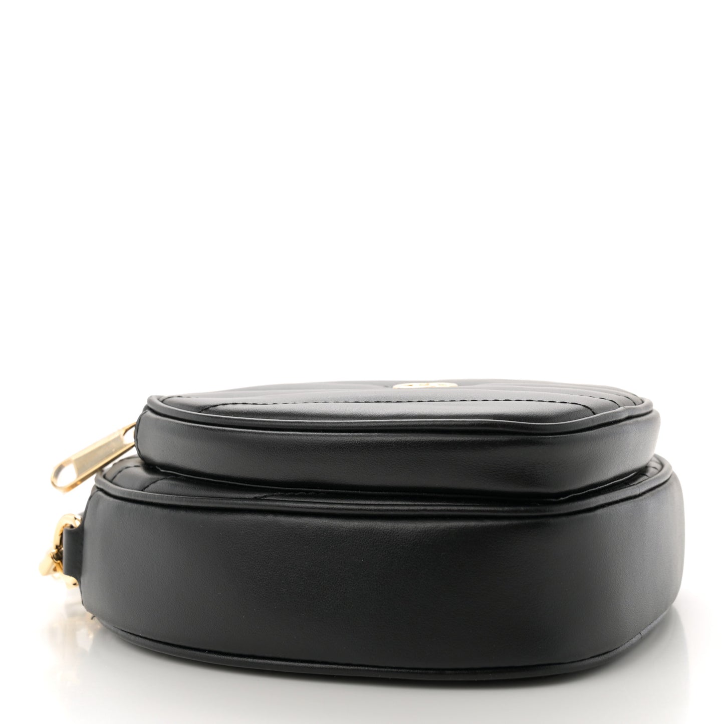 Calfskin Matelasse Diagonal Mini Interlocking G Heart Shoulder Bag Black