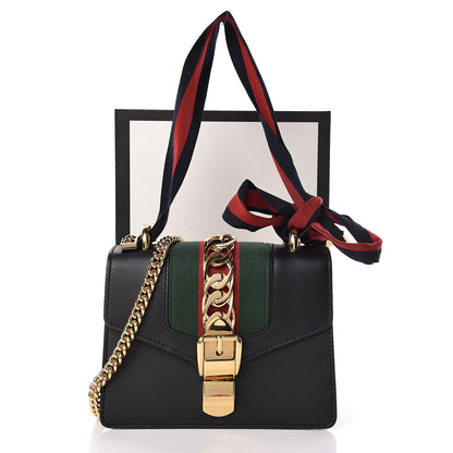 Gucci Calfskin Mini Sylvie Chain Shoulder Bag Black 11 of 11