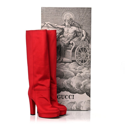 Gucci Twill Larius Knee High Boots 37 Heron Red 9 of 9