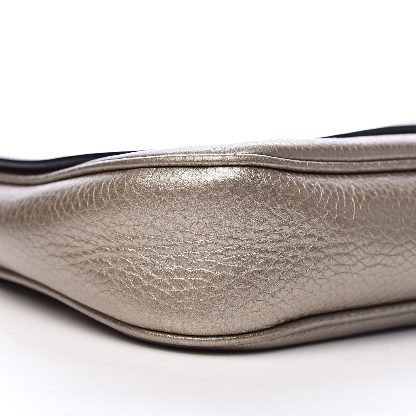 Metallic Pebbled Calfskin Medium Soho Flap Crossbody Golden Beige