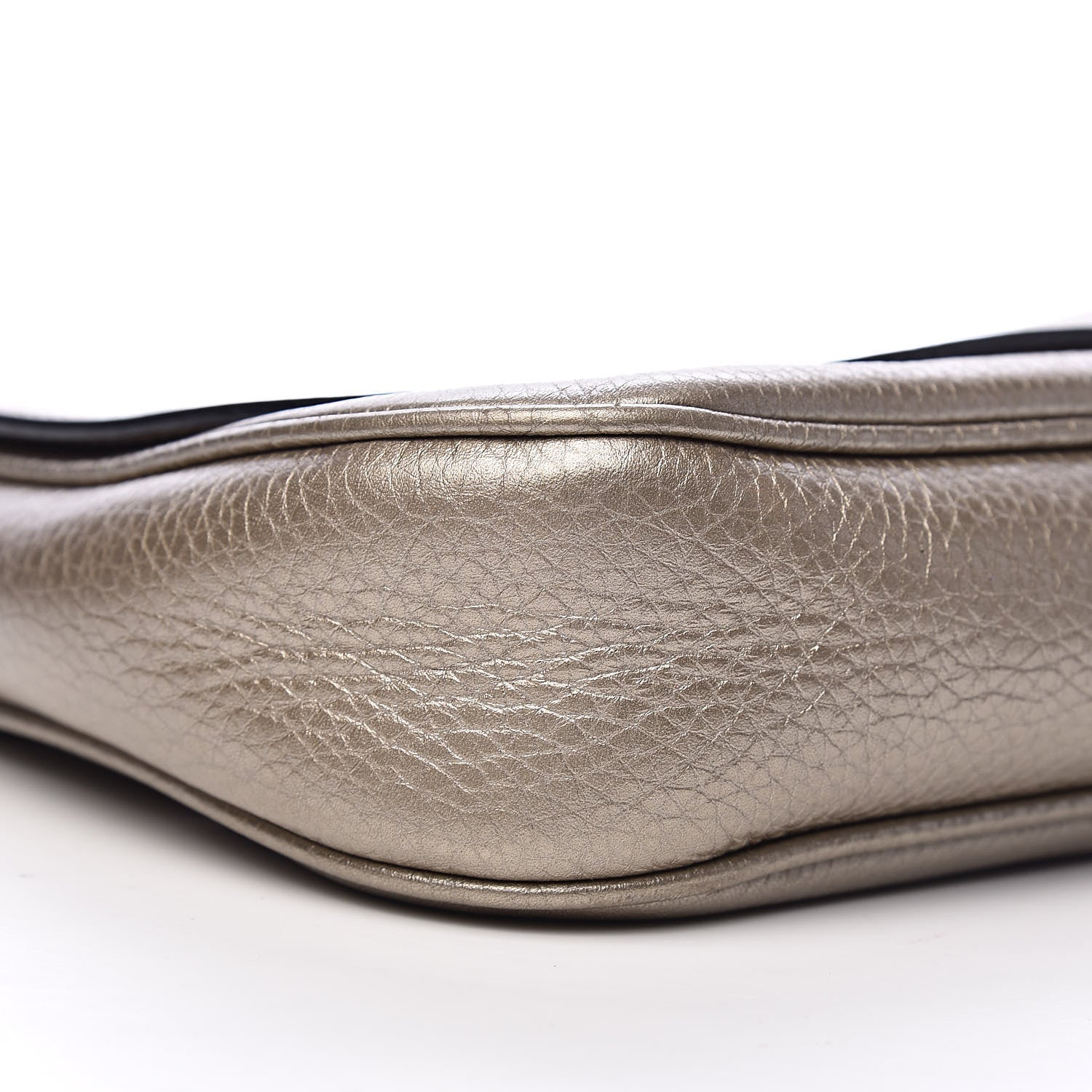 Gucci Metallic Pebbled Calfskin Medium Soho Flap Crossbody Golden Beige 9 of 11