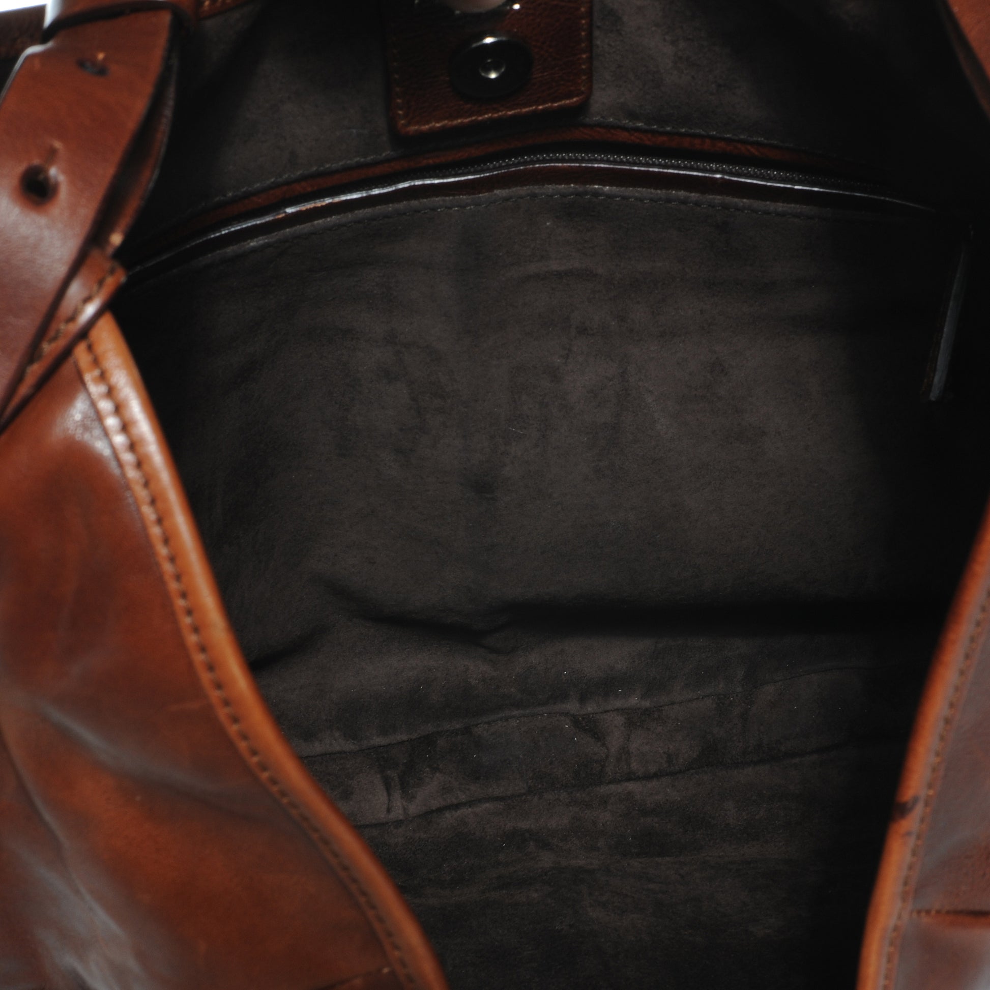 Saint Laurent Buffalo Leather Medium Mombasa Horn Bag Cognac 6 of 8