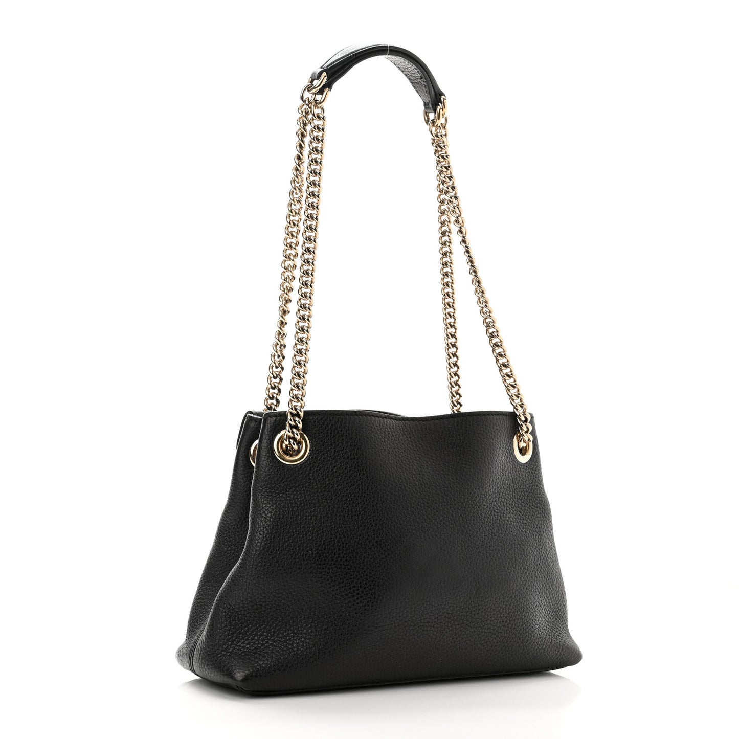 Pebbled Calfskin Small Soho Chain Shoulder Bag Black