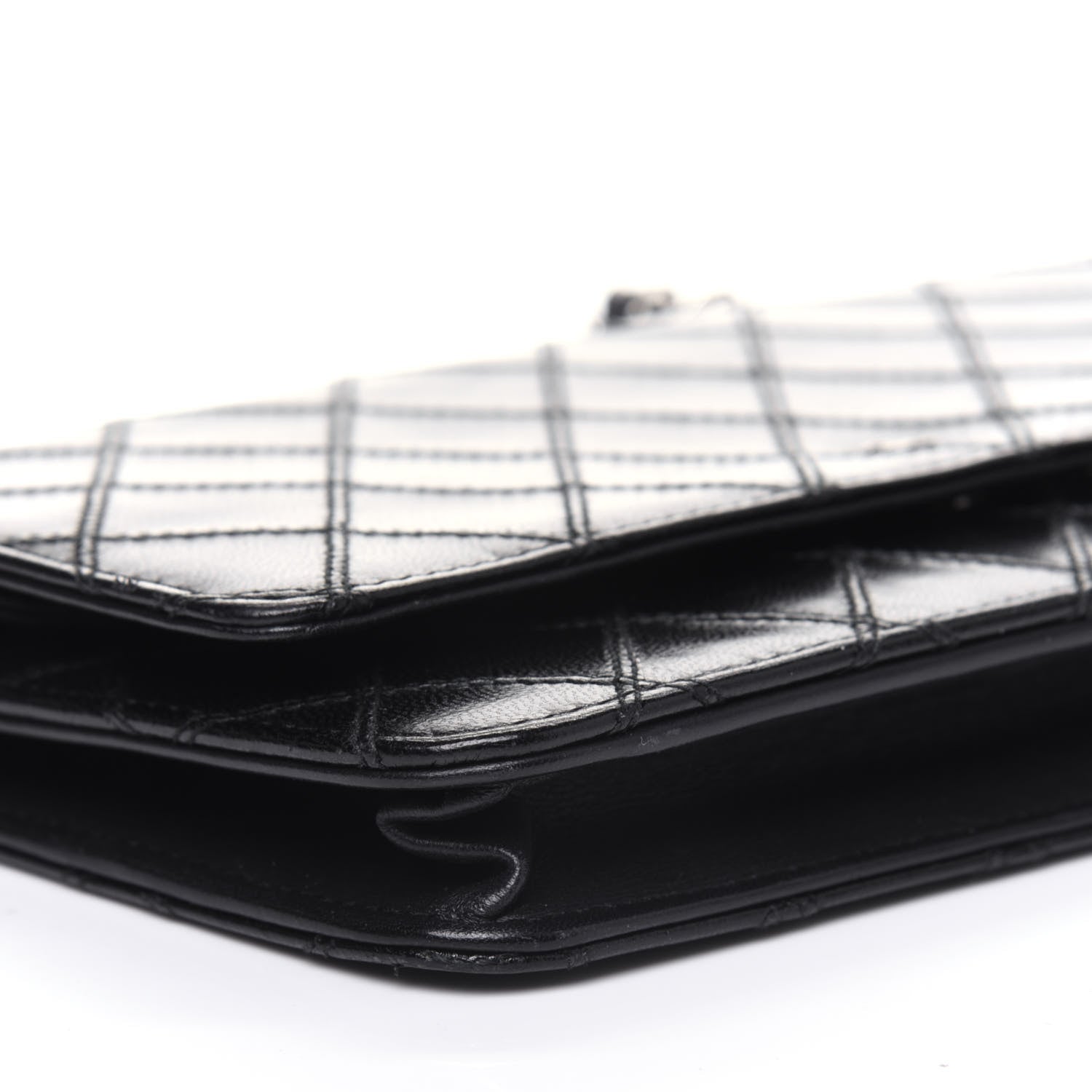 Chanel Lambskin Diamond Stitched Wallet On Chain WOC Black 16 of 24